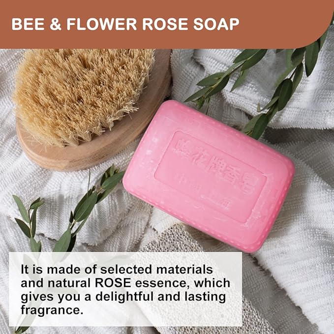 Bee & Flower Soap Bar Rose Soap Moisturizing Bath Bar Soap Nourishes Your Skin 4.4 oz(Pack of 4)