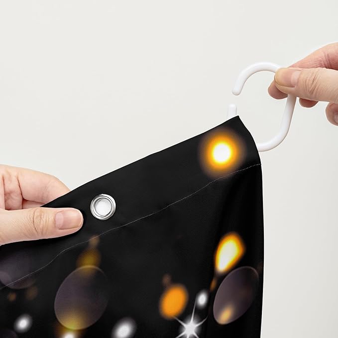 AILONEN Rose Flower Shower Curtain for Bathroom, Glitter Starry Flower Print Bath Curtain,Modern Botanical Floral Butterfly Waterproof Shower Curtain Decoration with 12 Plastic Hooks, 36" W*72" H