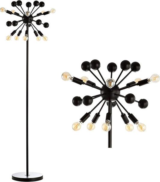 JONATHAN Y JYL9049A Orbit 10-Light 63" Modern Sputnik Metal LED Floor Lamp, Farmhouse, Midcentury, Contemporary, Industrial, Scandinavian, Transitional, Office, Living Room, Bedroom, Black