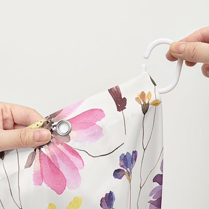 AILONEN Solemn Flowers Shower Curtain,Daisy Theme Bathroom Shower Curtain for Girls Kids Teens, 72" W*84" H Watercolor Patchwork Flowers Bathroom Decor for Bathroom