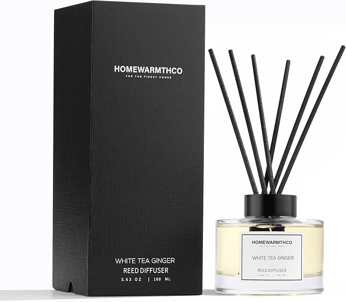 White Tea Reed Diffuser Set - Luxury Fragrance Reed Diffusers for Home, Office & Bathroom Décor - Long-Lasting Scent with Non-Toxic Oils (5.63 oz)