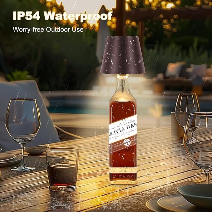 Wireless Bottle Lamp, 2025 New 3 Color Rechargeable Wine Bottle Lights for Bars Restaurants (Brown, 1PC)