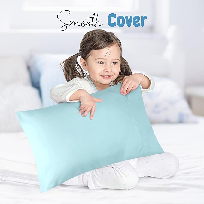 Utopia Bedding Toddler Pillow Cases - 2 Pack - Envelope Closure - Soft Brushed Microfiber Fabric - Shrinkage and Fade Resistant Pillow Covers 13 X 18 Inches (Toddler, Spa Blue)