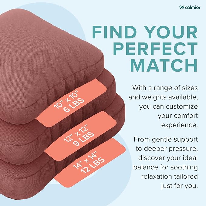 Calmier - 12 lb Sensory Weighted Pillow - Glass Bead Filled Hug Pillow - Ultra Plush Cozy Weighted Pillows for Adults and Kids - Child Sensory Pillow - Weighted Lap Pad (Pink - Fleece, 12 LBS)