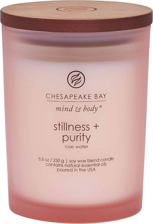 Chesapeake Bay Candle Scented Candle, Stillness + Purity (Rose Water), Medium Jar, 8 Ounce, Home Décor