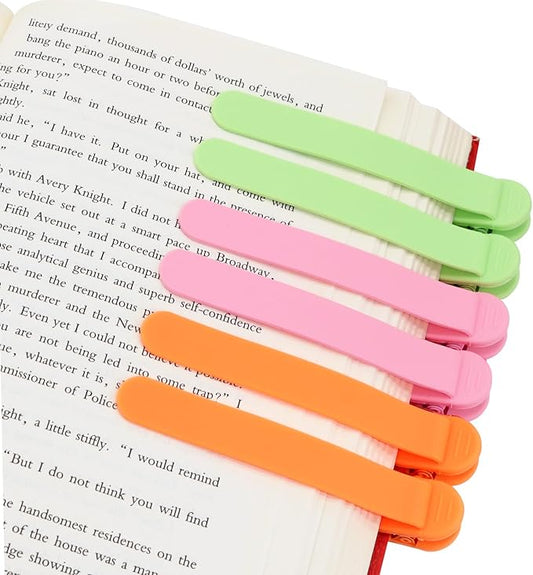 SMUK 6pcs Smart Bookmark, Silicone Automatic Book Marks for Reading Lovers Women Men, Book Page Markers Clip Book Marks Reading Gifts for Book Lovers