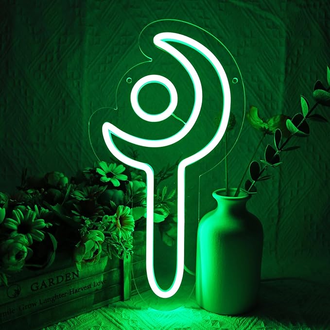 FF14 White Mage Neon Sign for Wall Decor, Game Room, Bedroom, Man Cave, Birthday Decorations, Fan Collection, USB Powered, Green,13.8"x7.3"