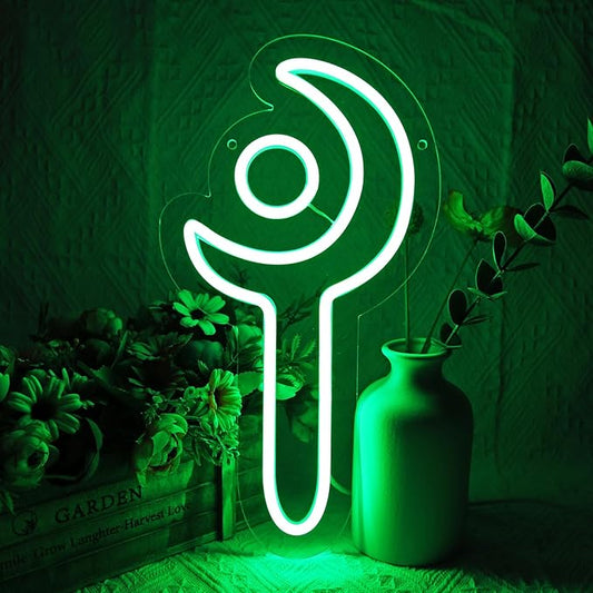 FF14 White Mage Neon Sign for Wall Decor, Game Room, Bedroom, Man Cave, Birthday Decorations, Fan Collection, USB Powered, Green,13.8"x7.3"