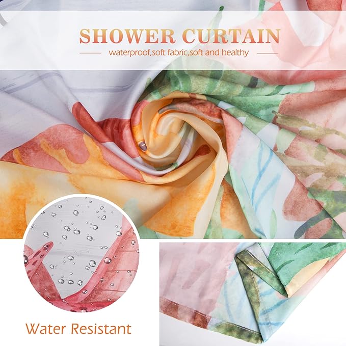 Aimego Cartoon Dinosaur Shower Curtain Yellow Cute Dino Animal Park Pattern Kids Shower Curtain Set with 12 Hooks for Bathroom Decor Accessories Bathtub Curtain, 72"x72"