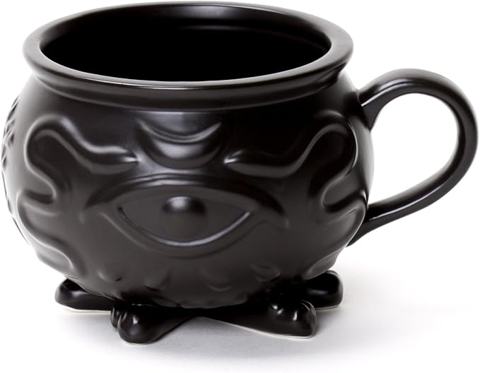Rogue + Wolf Large Coffee Mug, Big Witch Cauldron Ceramic Mug, Witchcraft Coffee Cups, Ceramic Halloween Decor Spooky Coffee Mugs for Women Porcelain 3D Novelty Gothic Cup Goth Tea Witchy -14 oz 400ml