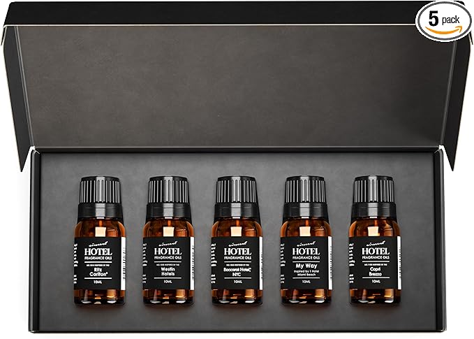AirScent Hotel Diffuser Oil Gift Set - Buyers’ Best Picks - 10 mL, 0.34 fl oz Hotel Fragrance Oil Gift Set - Inspired by The Ritz Carlton, Westin, Baccarat NYC, My Way and Capri Brezza Scents
