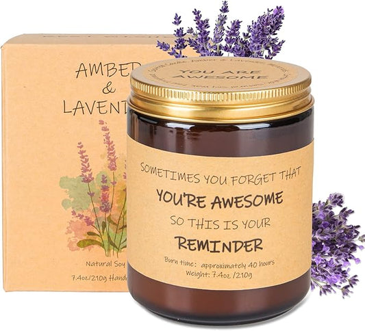 Lavender Scented Candles - Inspirational Thank You Gifts, Birthday Candle Gift Set for Women, Relaxing Birthday Gifts for Mom, Girlfriend, Best Friend, Coworker, Candles for Home Scented with Keychain