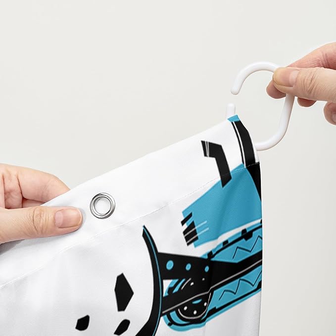 AILONEN Cartoon Kids Truck Shower Curtain,Waterproof Durable,Blue Forklift Truck Excavator Bath Curtain for Boys Girls,Construction Themed Bathroom Decor with 12 Plastic Hooks, 72" W x 72" H