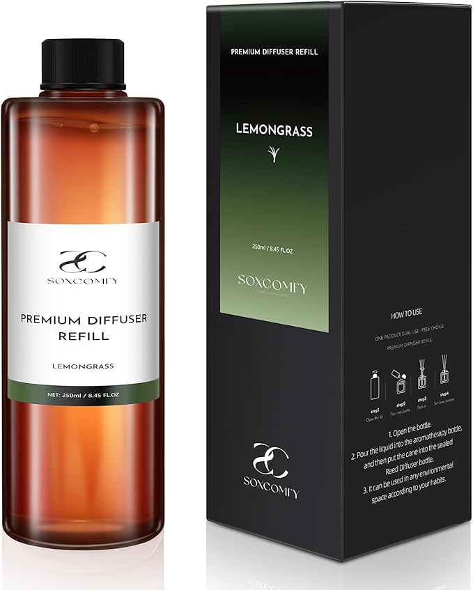 Diffuser Oil Luxury Essential Oils for Diffuser Refill & Air Freshener,Long-Lasting Natural Home Fragrance and Hotel Scent for Diffusers - 8.45 Fl.oz(250ml), Lemongrass