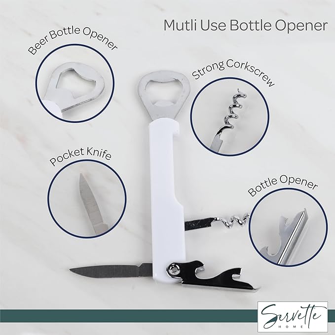 Waiter Corkscrew and Beer Bottle Opener Multifunction Tool (Navy)