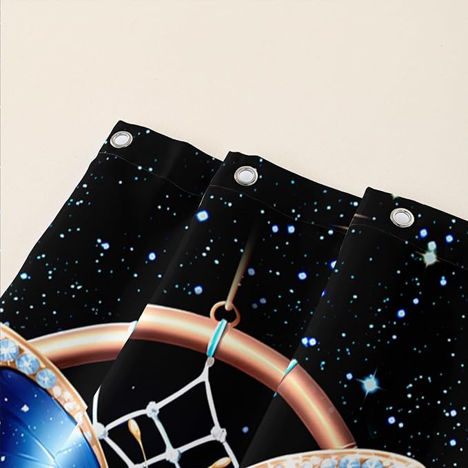 AILONEN Butterfly Dreamcatcher Shower Curtain, Blue Starry Galaxy Butterfly Bath Curtain,Dream Catcher Feather Print Waterproof Bathroom Curtain with 12 Plastic Hooks for Girls Women 36" W*72" H