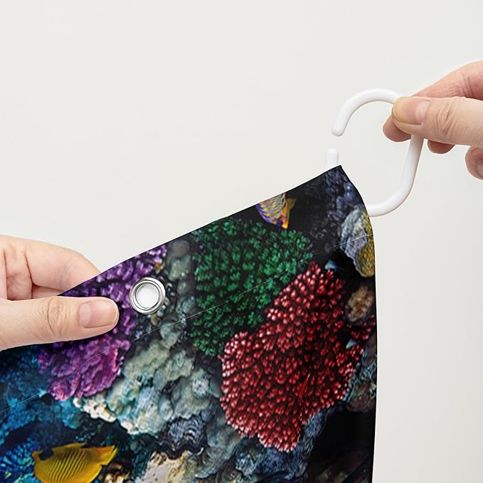 AILONEN Cartoon Jellyfish Shower Curtain,Underwater Animal Seahorses Style Bathroom Curtains Set for Kids,Girls,Ocean Theme Shower Curtains Set with Hooks for Bathroom,48" W*72" H