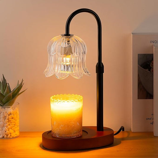 Candle Warmer Lamp Electric Timer - Candles Height Adjustable Dimmable Warmers Scented Flower Lamps No Flame Heat Warm Melt Wax Jar Modern Home Decor Table Lights for Home Living Bedroom