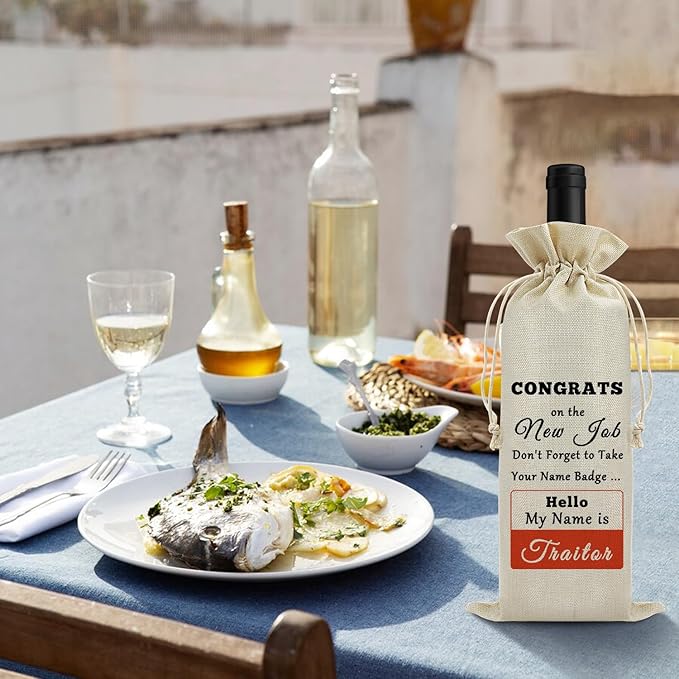 New Job Gift Congratulations Gifts for Women Men Wine Bags Coworker Leaving Gifts New Beginnings Gift for Coworker Wine Gift Bag Goodbye Gift Going Away Gifts For Colleague Leader Wine Wrapping Bag