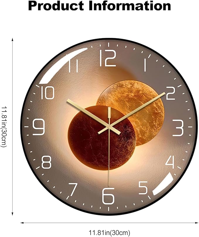 Ergocar Wall Clock, Art Deco Wall Clock, Non-Ticking Silent Modern Metal Wall Clock, Suitable for Living Room, Bedroom, Office,Study Room,