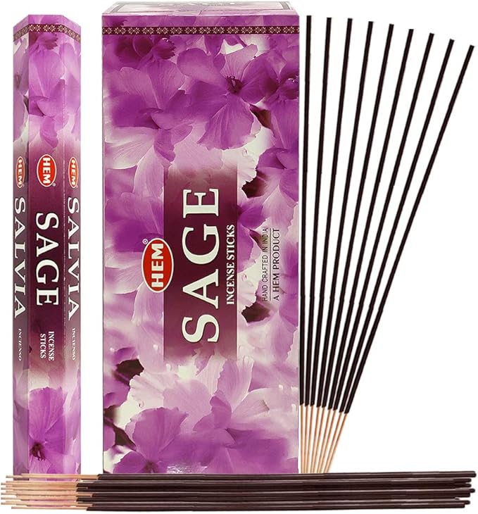 TRUMIRI Sage Incense Sticks & Holder Bundle: 120 Sticks (6 Packets of 20), 1 Holder