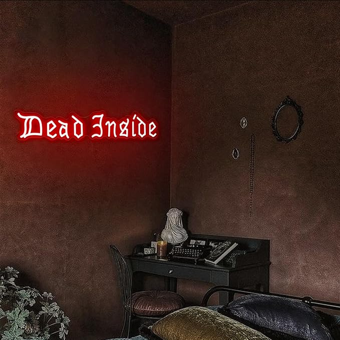 Dead Inside Neon Sign for Wall Decor,Gothic Horror Home Decor,Halloween Party Wall Decor,Gothic Lover Gifts,USB Powered With Switch-25''