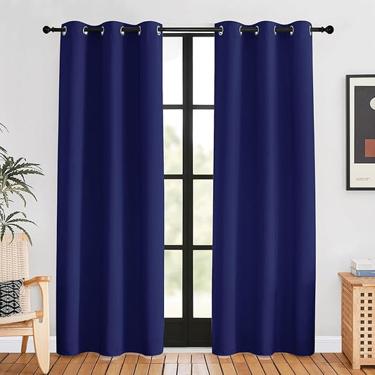 NICETOWN Blackout Curtains for Bedroom, Royal Blue, 42 W by 80 L, Set of 2, Thermal Insulated Curtains & Drapes with Grommet Top for Living Room, Privacy Window Treatment Draperies