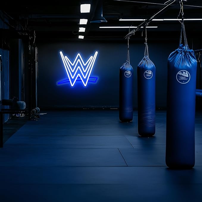 Wrestling Neon Sign, LED Wrestling Neon Sign for Wall and Room Decor, USB Night Light for Game Bedroom Birthday Competition Party Gifts (Blue White)