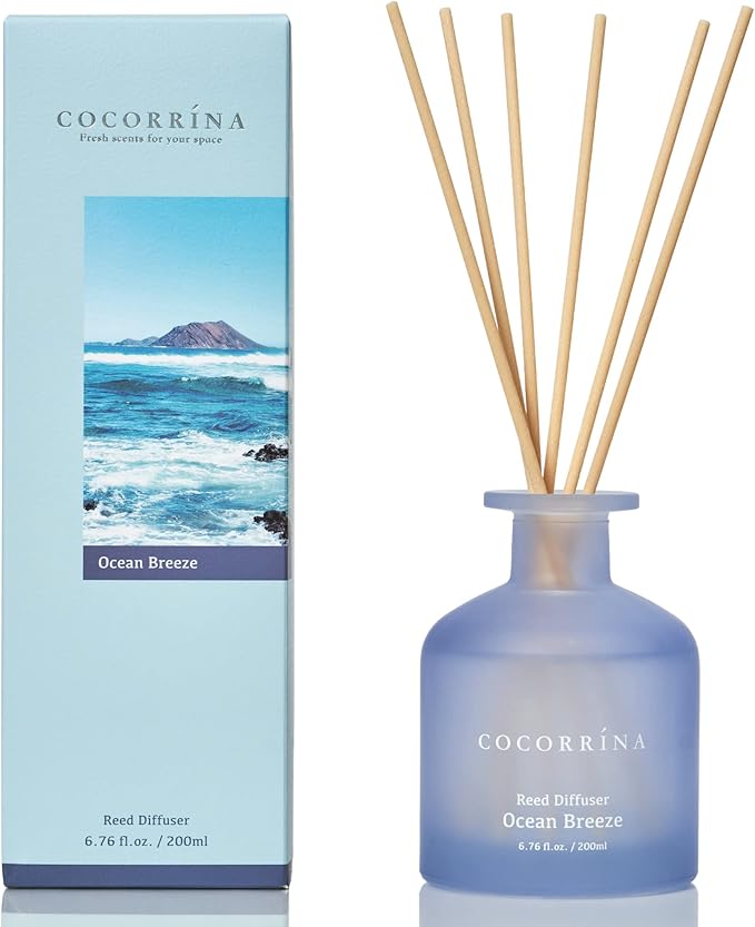 Cocorrína Reed Diffuser - Ocean Breeze 6.76oz Diffuser with Sticks Home Fragrance Essential Oil Reed Diffuser for Home Bedroom Bathroom Shelf Decor Office Decor (Summer Collection)