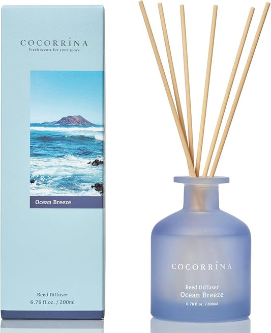 Cocorrína Reed Diffuser - Ocean Breeze 6.76oz Diffuser with Sticks Home Fragrance Essential Oil Reed Diffuser for Home Bedroom Bathroom Shelf Decor Office Decor (Summer Collection)