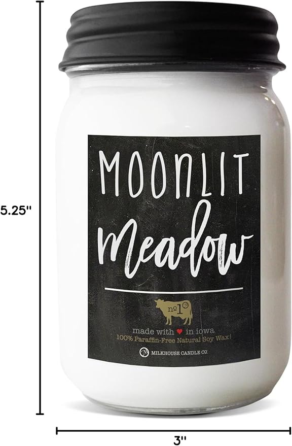 Milkhouse Candle Company, Moonlit Meadow, Farmhouse Collection, Scented Soy Candle, Mason Jar Candle, 13 Ounce