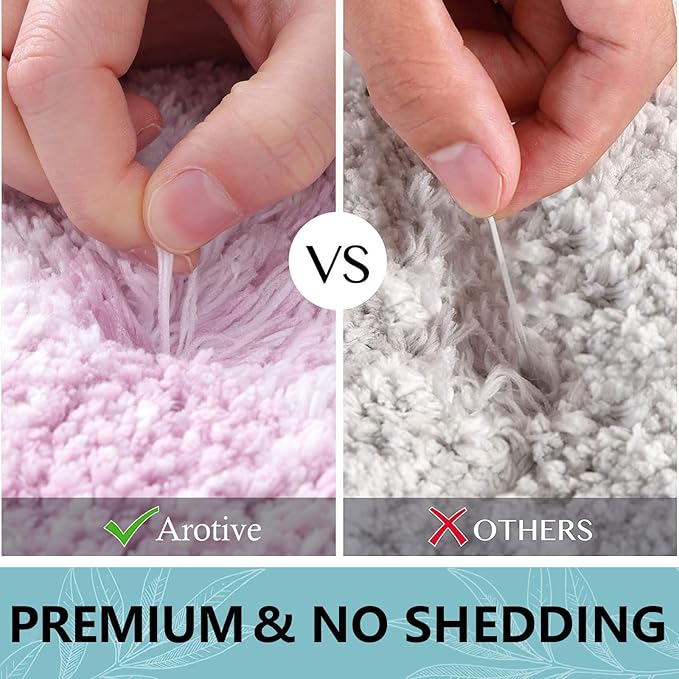 Arotive Microfiber Bathroom Rugs, Shaggy Soft and Absorbent Bath Rug, Non-Slip, Thick Plush Machine Washable Dry Bath Mats for Bathroom, Tub and Shower, 47x24, Purple