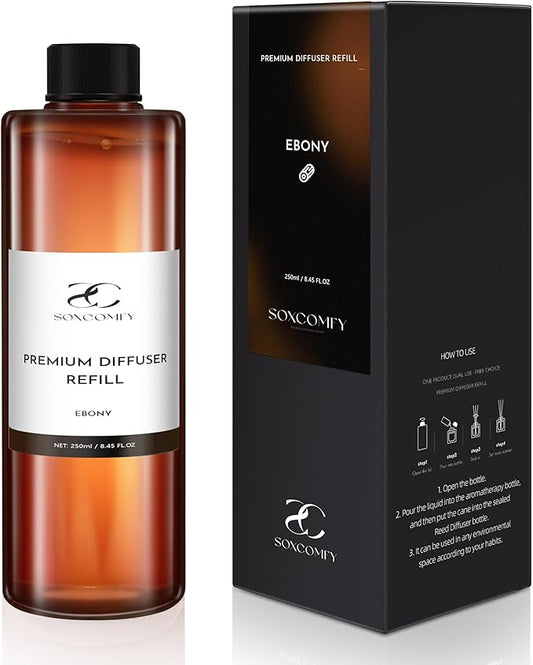 Diffuser Oil Luxury Essential Oils for Diffuser Refill & Air Freshener,Long-Lasting Natural Home Fragrance and Hotel Scent for Diffusers - 8.45 Fl.oz(250ml), Ebony