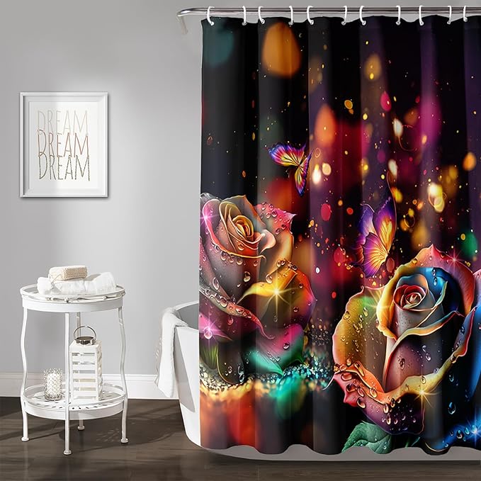 AILONEN Colorful Skull Shower Curtain for Bathroom Decor,Gradient Mushroom Skull Bath Curtain for Kids Boys Girls,Print Polyester Waterproof with 12 Plastic Hooks 72" W*84" H