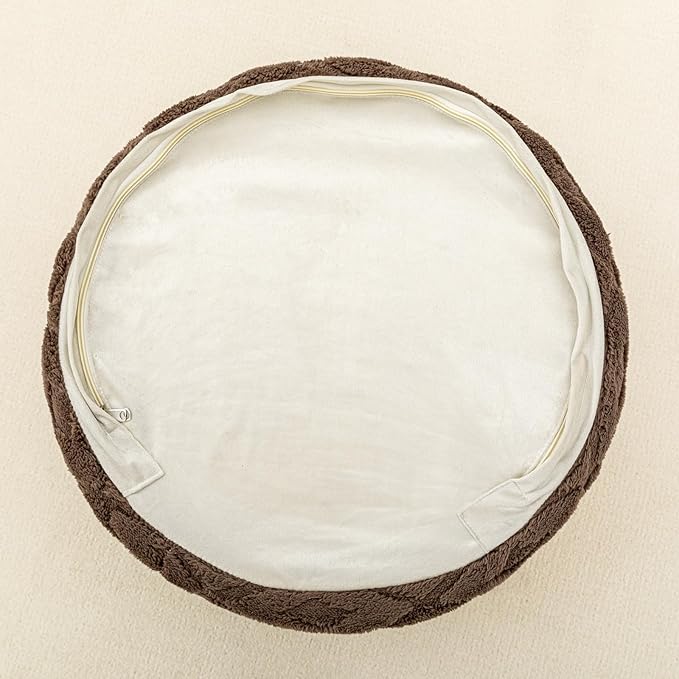 Round Pouf Ottoman Stuffed 20 x 20 x 14 Inches Boho Poof Foot Stool Home Decor Floor Pouffe Ottoman Foot Rest for Couch Sofa Bean Bag Chairs Living Room Bedroom (Dark Coffee)