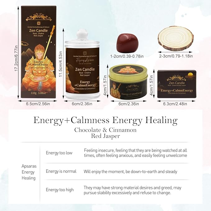 APSARAS Energy+Tranquility Scented Candles, Chocolate Cinnamon Aromatherapy Spring Candle Sets for Women Gift for Bathroom, Jar Non Toxic Soy Candles for Home Scented, 36 Hours Burn Time