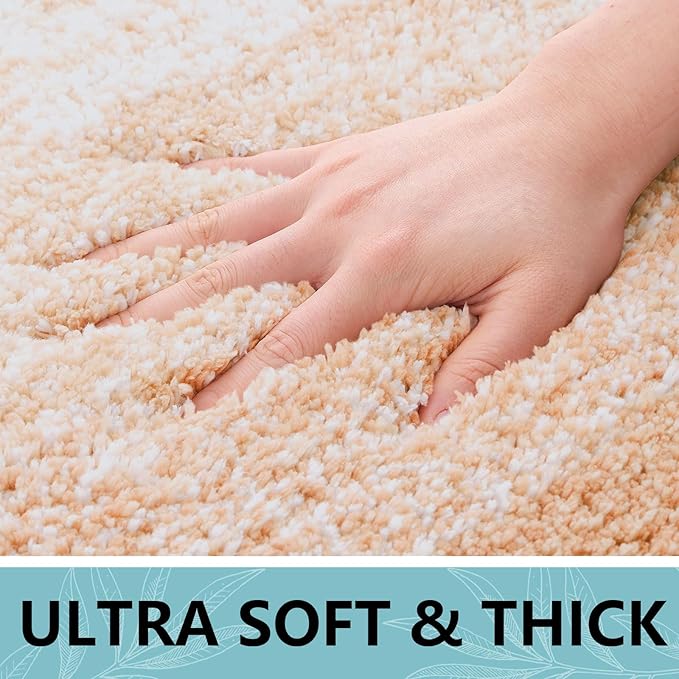 Arotive Microfiber Bathroom Rugs, Shaggy Soft and Absorbent Bath Rug, Non-Slip, Thick Plush Machine Washable Dry Bath Mats for Bathroom, Tub and Shower, 36x24, Peach