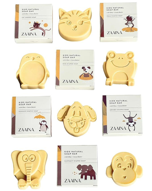 ZAAINA Natural Kids Soap - Easter Gifts, Fun Bath Time for Children - Unique Cute Animal Shape Soaps for Boys Girls, Gift for Kids, Handmade Body Soaps - Gentle on Sensitive Skin - Set of 6
