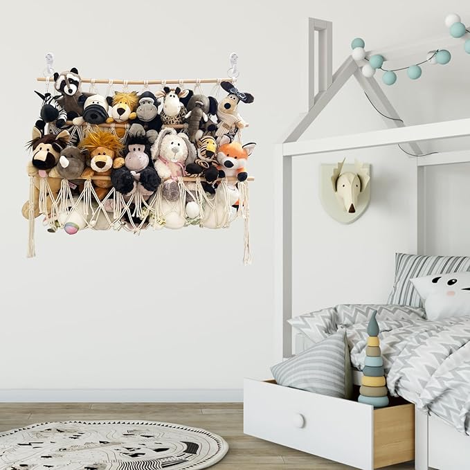 Stuffed Animal Net or Hammock Handmade Toy Hammock Net for Stuffed Animals Corner Wall Hanging for Toy Storage Organizer Holder for Small Stuffed Animal Net