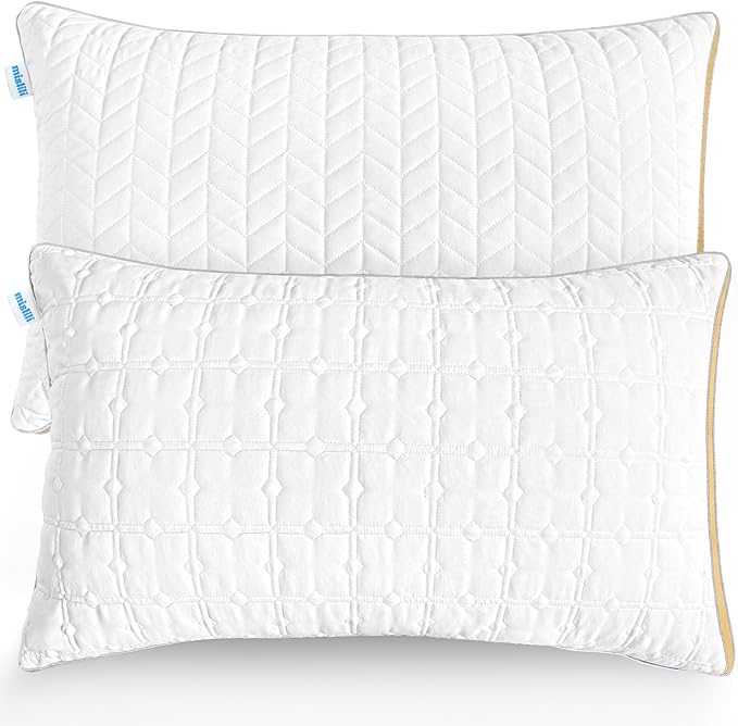 mislili Pillows Queen Size Set of 2, Hotel Quality Bed Pillows for Sleeping, Queen Pillows Set of 2 Support & Comfortable, Down Alternative Queen Pillows 2 Pack for Back, Stomach or Side Sleepers