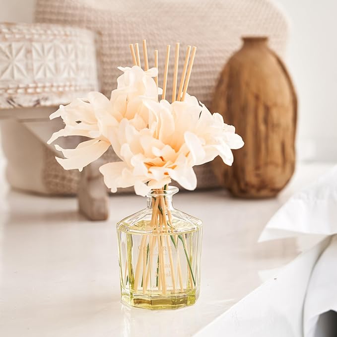 COCORRÍNA Reed Diffuser - Pear Musk 8.5oz Flower Reed Diffuser Set with 8 Sticks, Home Fragrance Reed Diffuser for Home Bedroom Office Bathroom Shelf Decor (Master Collection)