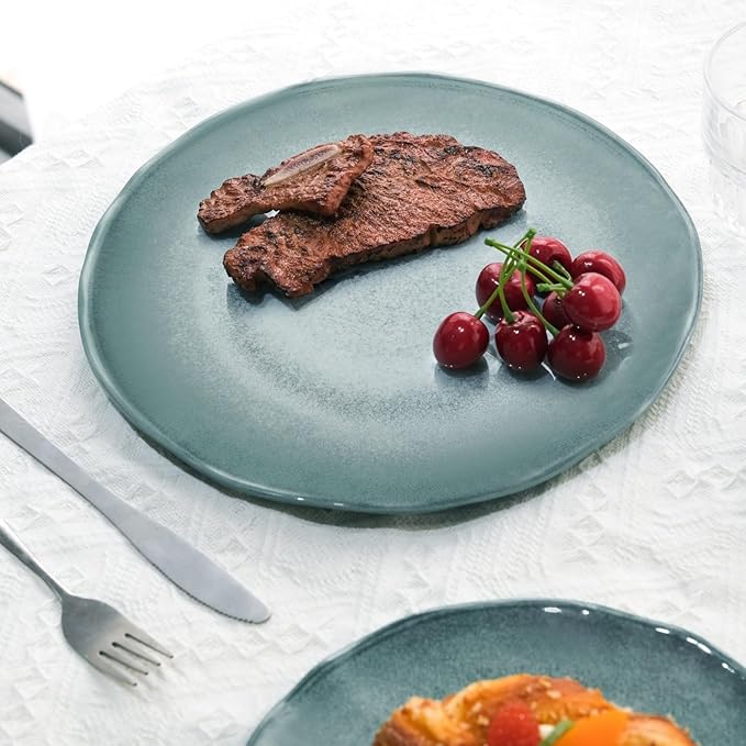 Missyip Melamine Dinnerware Set, Indoor and Outdoor Use Plates and Bowls Sets, Durable 12 Pcs Dishes Sets for 4, BPA Free Dishwasher Safe Not Microwave Not Oven