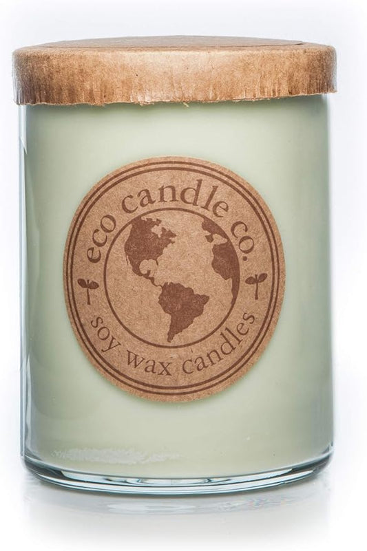 Eco Candle Co. Recycled Candle, Herb Garden, 18 oz. Double Wick - Scents of Tarragon, Bergamot, Grapefruit, & Jasmine - 100% Soy Wax, No Lead, Kraft Paper Label & Lid, Hand Poured, Midwest Soybeans