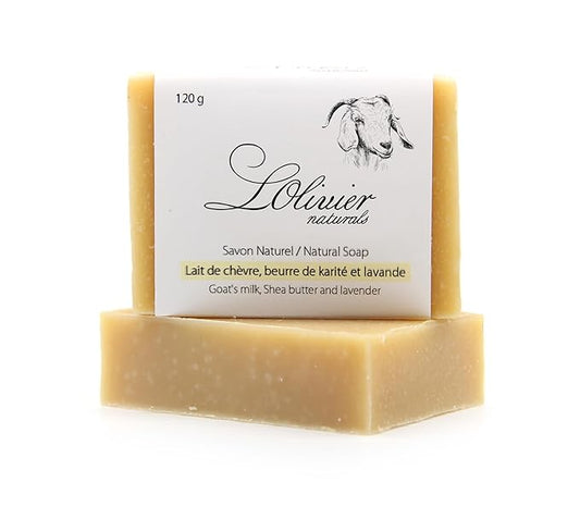 L'OLIVIER NATURALS 2 Pack Goat's Milk Soap - With Shea Butter and Lavender - All Natural Bar Soap - Handmade Soap - Made in Canada