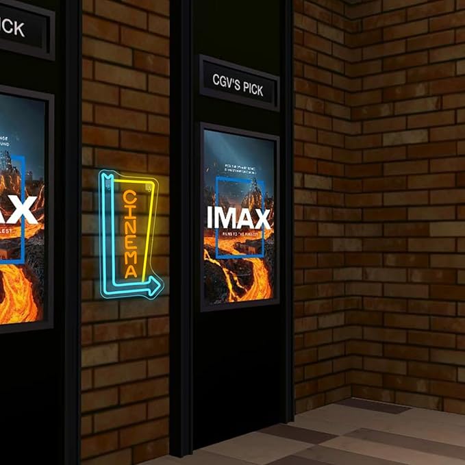 Looklight Cinema Neon Signs for Wall Decor Right Arrow Neon Light Yellow Blue LED Light Sign Right-Pointing Arrow Neon USB Light Up Letters Sign for Film Room Cinema Man Cave Party Theater Decor