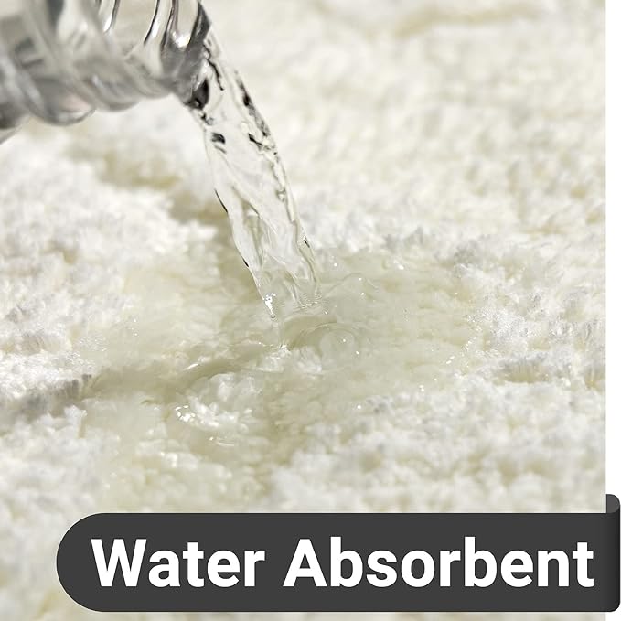 DEXDE Bathroom Rugs Mat, Soft Plush Shaggy Microfiber Bath Rug, Non Slip Bath Mats for Bathroom Runner Floor, Machine Washable Absorbent Carpet for Shower Tub, White 24"x47"