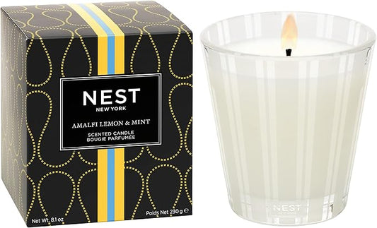 NEST New York Scented Classic Candle, Amalfi Lemon & Mint - 8.1 oz - Up to 60-Hour Burn Time - Reusable Glass Vessel