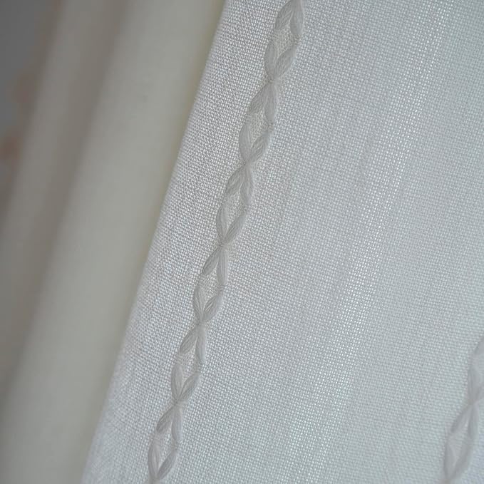 ColorBird Boho Curtains for Bedroom, White Curtains 84 inches Long, 2 Panels Embroidered Darkening Window Treatment for Dining Office Living Room Sliding Glass Door