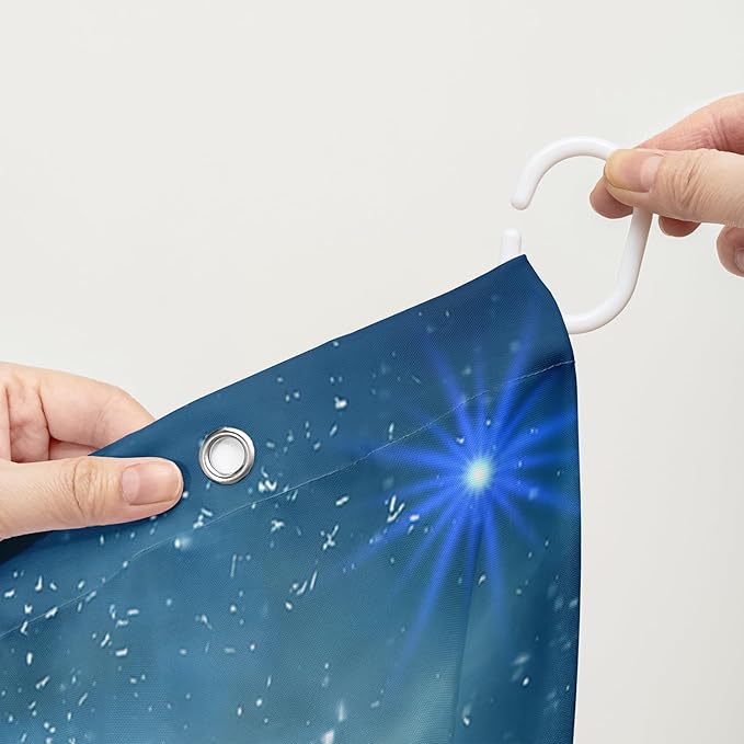 AILONEN 3D Sea Turtle Shower Curtain for Bathroom, Cute Turtle Blue Space Galaxy Bath Curtain,Kids Kawaii Ocean Turtle Decorative Watercolor Curtain with 12 Plastic Hooks for Boys Girls 36" W*72" H