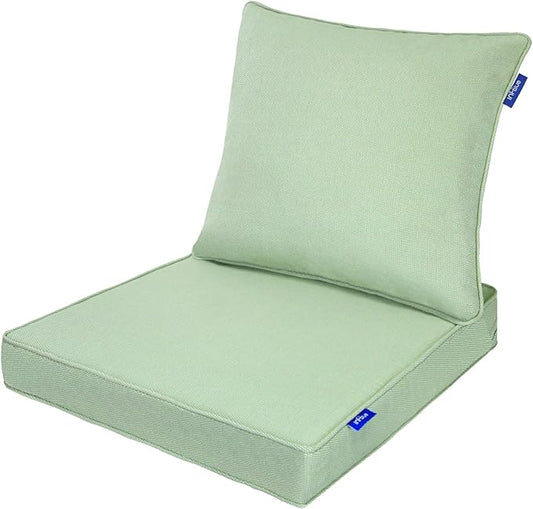 Deep Seat Cushions, Outdoor Cushions, Patio Furniture Cushions, Deep Seat & Back Cushion Patio Cushions with Rmoveable Cover for Backyard Couch Sofa Fade Resistant (22x24x4 in, Light Green)